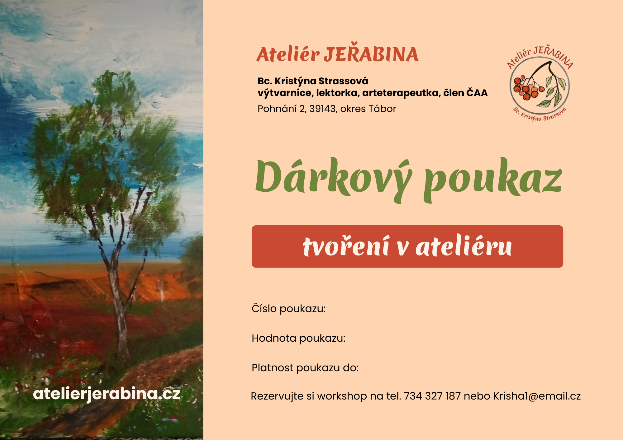Dárkový certifikát na tvoření v Ateliéru Jeřabina