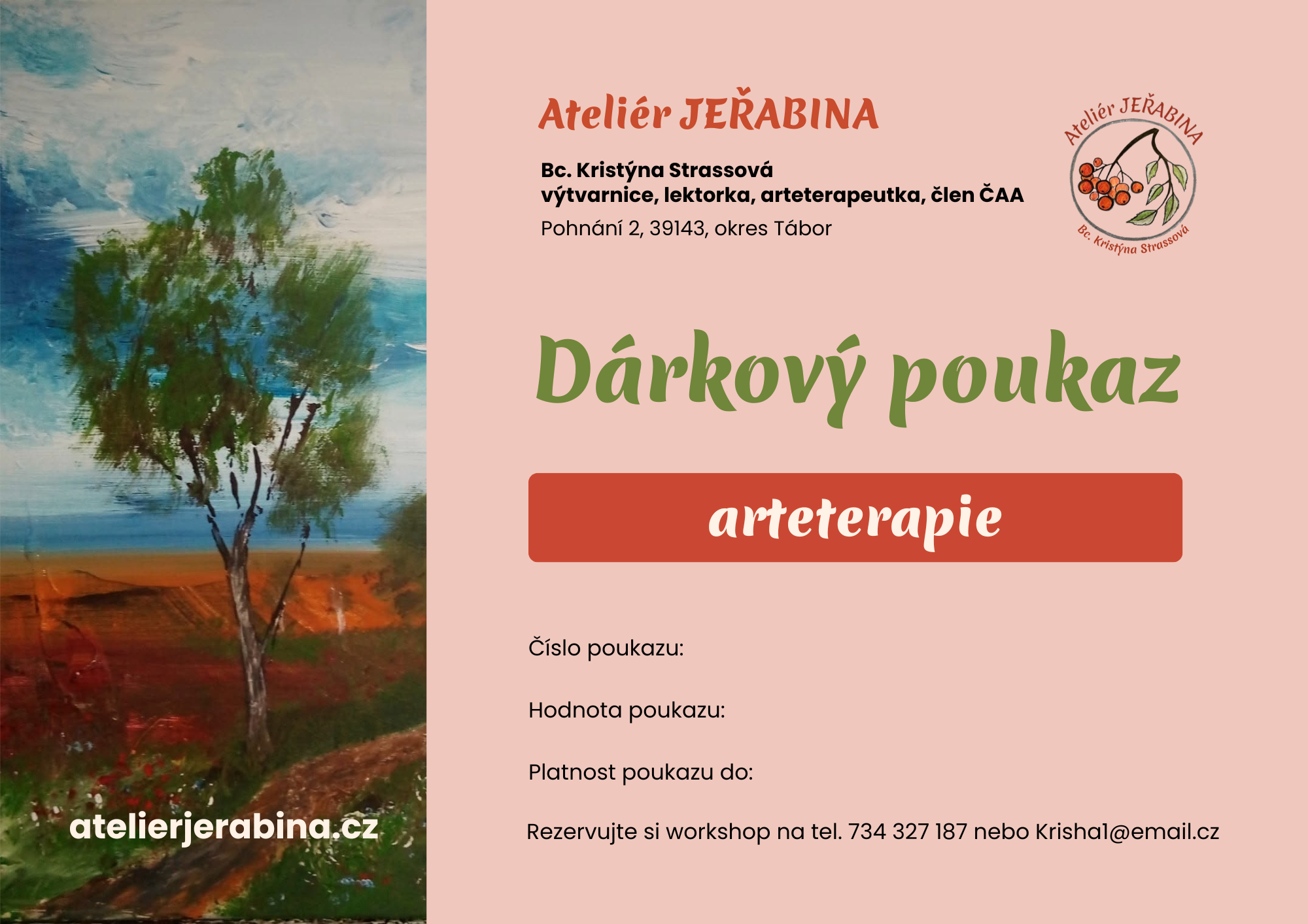 Dárkový voucher na odbornou arteterapii v Ateliéru Jeřabina